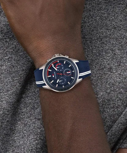 Vista 4 de Tommy Hilfiger Mens Quartz Multifunction Stainless Steel and Silicon Strap Sporty Watch