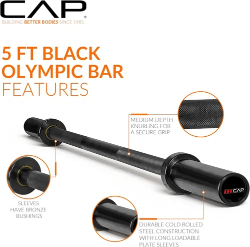 Vista 3 de CAP Barbell 2-Inch Olympic Barbell Bars 5 ft, 6 ft, & 7 ft Multiple Options