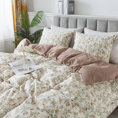 Vista 20 de HoneiLife Juegos de Fundas de Edredón Twin - Funda de Edredón Floral 100% Algodón, Juego de Ropa de Cama Transpirable de 2 Piezas con Cierre