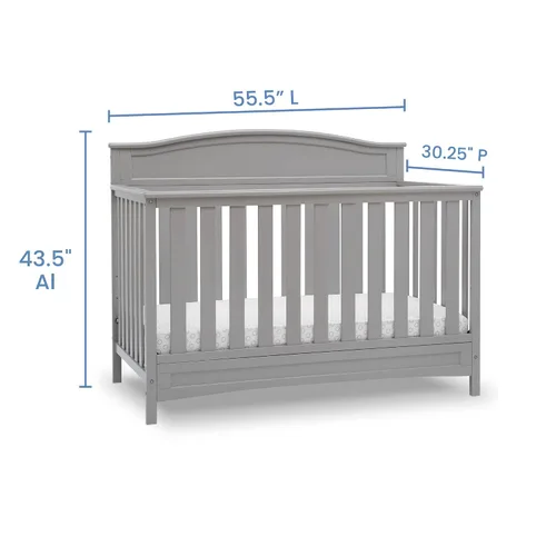 Vista 4 de Delta Children Emery - Cuna convertible 4 en 1 para bebés, paquete de 1, color gris