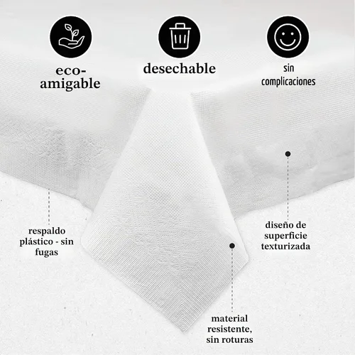 Vista 6 de PLASTICPRO - Mantel desechable de 3 capas de papel y plástico absorbente, paquete de 5