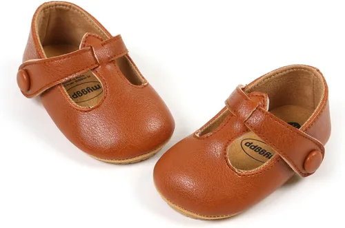 Vista 3 de COSANKIM Zapatos Mary Jane para bebé y niña, suela suave, con lazo, princesa, boda, antideslizantes, para bebé, para primera caminata, zapatos