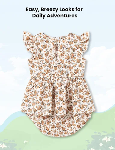 Vista 4 de PATPAT - Conjunto a juego para toda la familia, con estampado floral bohemio, cuello cuadrado, mangas abullonadas, vestido blusón y camisetas