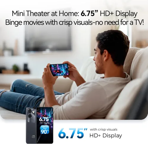 Vista 3 de MIRO Smartphone ultraligero 6.75" pantalla grande 4G+64GB interno (1TB almacenamiento expandible) 13MP AI Dual Cámara 5MP Cámara frontal 4900mAh