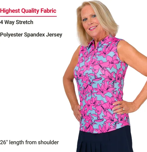 Vista 6 de Jofit Apparel - Polo sin mangas para mujer con estampado para golf y tenis