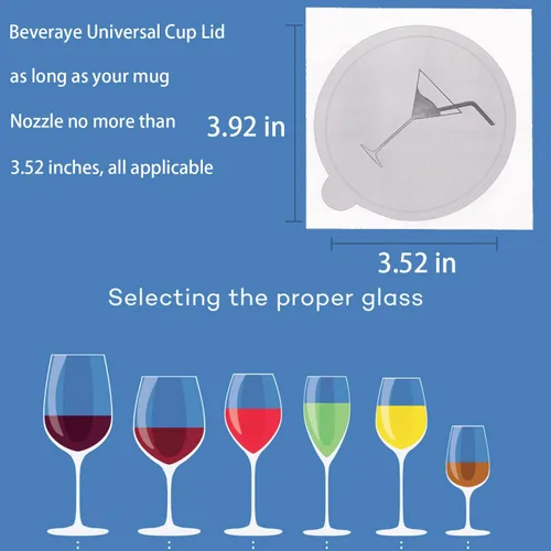 Vista 4 de Paquete de 50 fundas para bebidas para protección contra el alcohol, calcomanías desechables de aluminio herméticas para copas de vino y vasos.