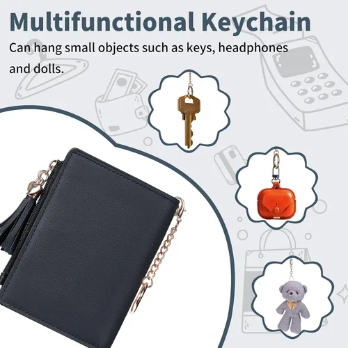 Vista 5 de Gostwo Billeteras pequeñas para mujer, elegante cartera para mujer con ventana de identificación, bolsillo con cremallera para monedas y borla.