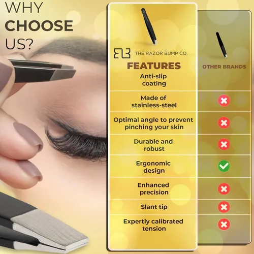 Vista 2 de The Razor Bump Co. - Pinzas profesionales para mujeres y hombres Acero inoxidable, quirúrgico, pinzas profesionales para mujeres y hombres La