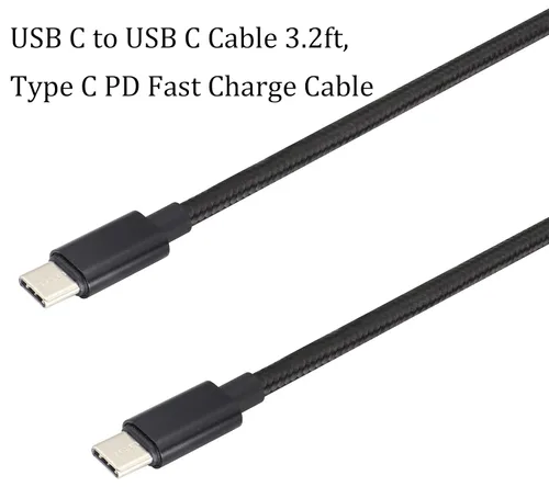Vista 8 de Cable reversible doble tipo C USB C macho a USB C macho, cable trenzado de nailon premium con aislamiento recubierto de aislamiento, cable