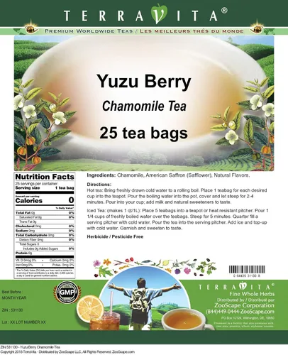 Vista 2 de Té de manzanilla Yuzu Berry (25 bolsitas de té, ZIN: 531130)
