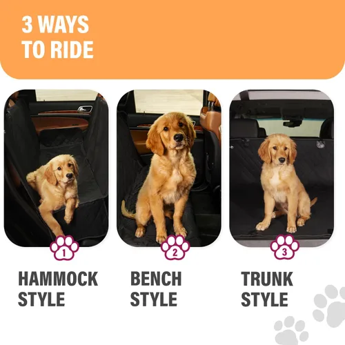 Vista 7 de Active Pets Funda de Asiento Trasero Beige XL para Perros, Hamaca para Coche, Protector Impermeable para Asiento Trasero de Camiones, Banco Trasero