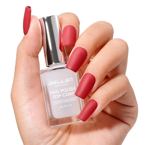 Vista 20 de GELLEN Esmalte de uñas transparente para capa final, esmalte de uñas brillante y regular, fórmula de calcio fortalece las uñas, secado rápido al