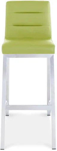 Vista 5 de ZURI Modern Lynx - Taburete de bar suave de cuero sintético verde lima, acero inoxidable cepillado