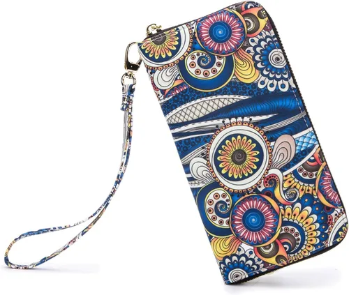 Vista 195 de Cartera de mano para mujer, estilo bohemio, con RFID, elegante, espaciosa con correa para viajes, capacidad para tarjetas, teléfono, dinero
