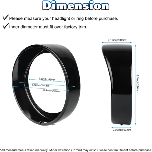Vista 3 de Anillo de ajuste para faros delanteros de motocicleta de 7 pulgadas, estilo visera negra, fácil de instalar, compatible con Harley Touring Softail