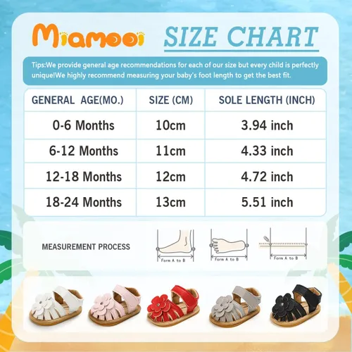Vista 6 de Miamooi Sandalias de verano para bebés y niñas, zapatos de cuna con lazo, zapatos de piel sintética para niños pequeños, suela de goma suave