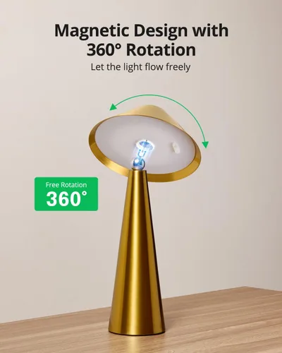 Vista 2 de Bojim Lámpara de mesa inalámbrica recargable, luces LED de mesa inalámbricas, funciona con pilas, táctil para 3 colores regulables, impermeable IP54