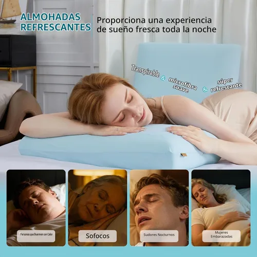 Vista 2 de SAPHREAS Almohada de espuma viscoelástica refrescante de gel para dormir de lado, espalda y boca abajo para dormir, almohada de cama fresca