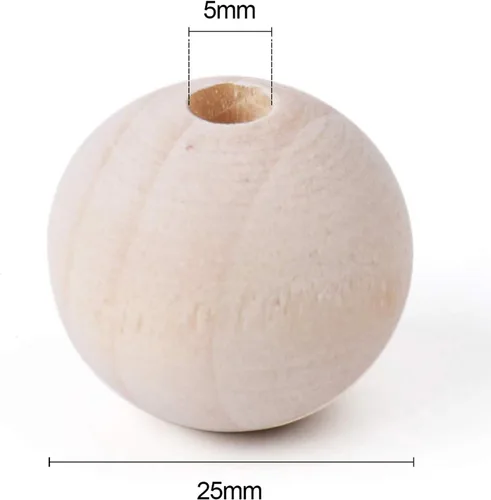Vista 3 de Foraineam 200 cuentas de madera redondas de 1 pulgada / 0.984 in, cuentas espaciadoras de madera natural sin terminar, cuentas sueltas de madera