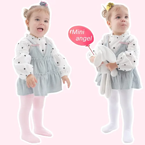 Vista 4 de Mini angel Mallas de bebé antideslizantes para niña, mallas lisascon aspecto de zapato, mallas sin costuras, mallas de algodón cálidas