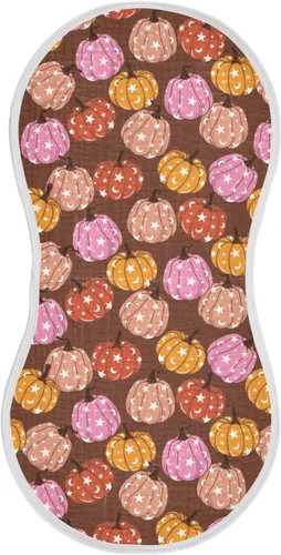 Vista 8 de Muslin Baby Burp Cloths, Retro Pumpkin 70s Hippie Muslin Washcloths Baby Bibs Rags Comfy Soft Absorbent in for Newborn Boys and Girls 4 Piece 22 x