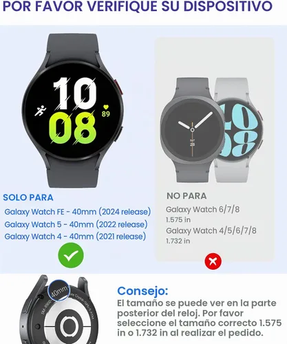 Vista 2 de Goton Funda impermeable para Samsung Galaxy Watch 5/4/FE Protector de Negro