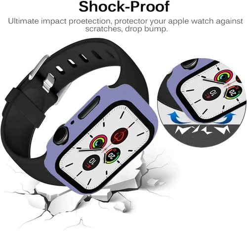 Vista 4 de Miimall Funda compatible con Apple Watch Series 9/8/7 de 1.772 pulgadas con protector de pantalla, cubierta dura mate antiarañazos a prueba