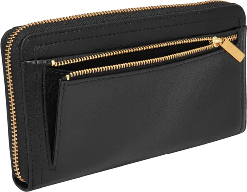 Vista 6 de Fossil Logan RFID - Cartera de piel con cierre de cremallera para mujer con correa de muñeca Negro