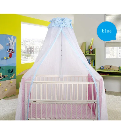 Vista 3 de Cortinas de red transpirable para cuna, toldo para niños, mosquitera, decoración de dormitorio (azul, mosquitera)
