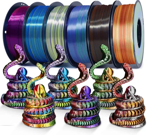 Vista 14 de Yousu Seda de Doble Color Filamento PLA para 3D Impresora Filamento Coextrusión PLA Multicolor Filamento PLA 1.75mm (± 0.03 mm) Compatible