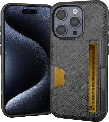 Vista 105 de Smartish Funda tipo cartera para iPhone 11 Pro - Wallet Slayer Vol. 2 [soporte protector delgado] tarjetero (seda) - Black Tie Affair