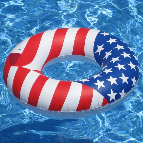 Vista 3 de Swimline Flotador de agua redondo inflable patriótico con bandera estadounidense para piscina o lago para niños y adultos