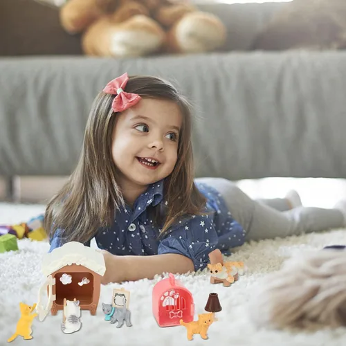 Vista 7 de Juego de figuras de gato, paquete de 40 juguetes de simulación para mascotas, figuras realistas de gato, juguetes de plástico para el cuidado
