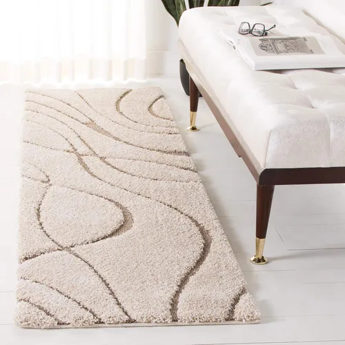 Vista 31 de Safavieh Florida Shag Collection - Alfombra de área de 2 x 3 pies, color crema/beige, diseño geométrico, felpa de 1.2 pulgadas de grosor, ideal