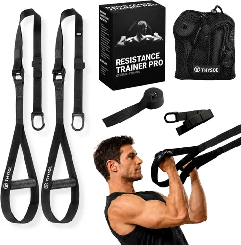 Vista 9 de THYSOL® Resistance Trainer Pro Xtreme Straps Army Juego de entrenamiento de cabestrillo con anclaje de puerta ajustable Entrenamientos