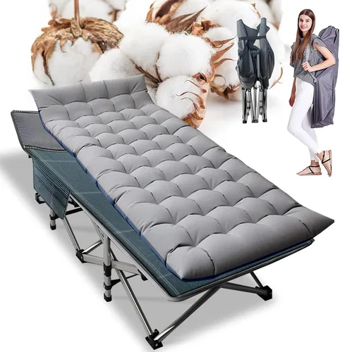 Vista 15 de ABORON Cuna de camping plegable de 5 posiciones y tumbona con alfombrilla Cuna negra/almohadilla azul