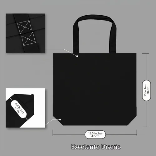 Vista 5 de TOPDesign - Paquete de 1 bolsa de lona de algodón, superfuerte, 12 onzas, bolsa para compras reutilizable, de tela, diseño moderno, en dos tonos