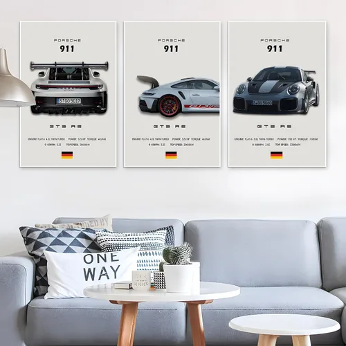 Vista 4 de VejiA Póster de automóvil en lienzo para pared, póster 911 GT Turbo para hombres, decoración estética de dormitorio (12 x 18, sin marco 2)