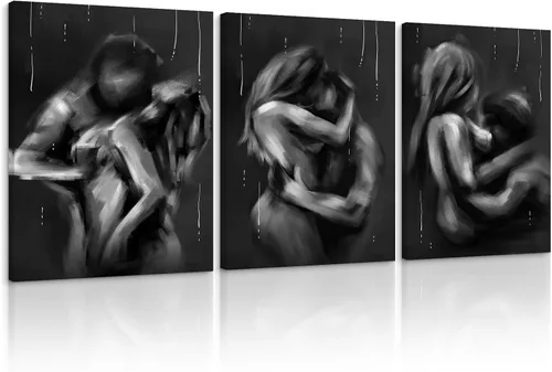 Vista 42 de Novatique 3 piezas de arte de pared sexy en blanco y negro para parejas desnudas, decoración de pared abstracta de amor para mujeres y hombres, arte