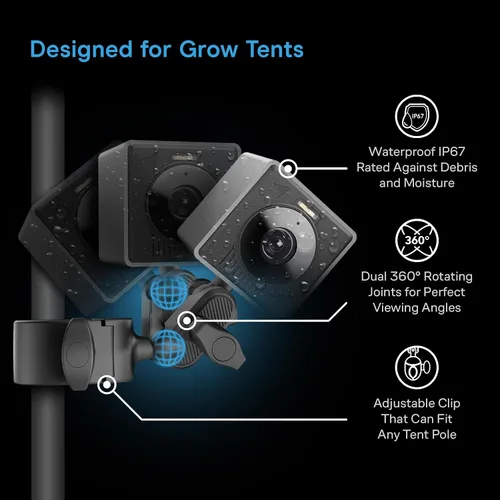 Vista 7 de AC Infinity SPECTRON 3, AI Grow Cam 4K, Monitoreo avanzado de salud vegetal