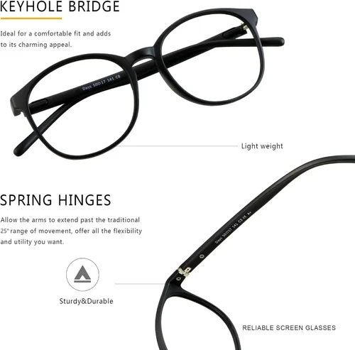 Vista 2 de Gafas presbíopicas multifocales progresivas redondas vintage, gafas de luz anti-azul., Negro