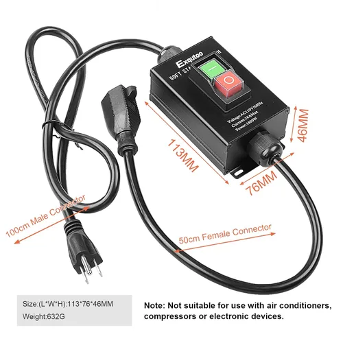 Vista 6 de Exqutoo 1Pack Negro Interruptor De Arranque Suave Herramienta Eléctrica De Uso General Resistente AC110V 16A Max.1800W 60Hz