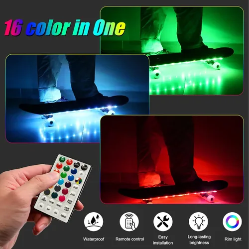 Vista 2 de LED Skateboard Light, Remote Control Skateboard Light, Longboard Light,Shortboard Light,16 Color Change by Yourself, Waterproof, Shockproof,Super
