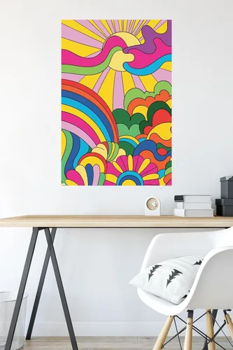 Vista 6 de Trends International Hey Happy - Póster de pared de paisaje psicodélico