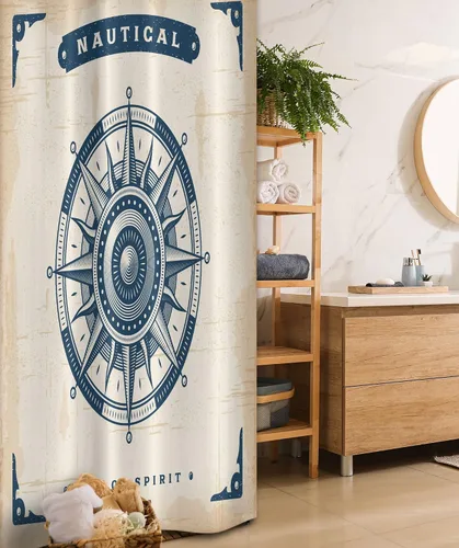 Vista 134 de Ambesonne Decor Collection, juego de cortina con ganchos para regadera Amarillo y marrón