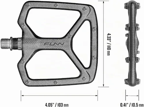Vista 3 de Funn Pedales planos Python, Pedales de plataforma ancha BMX MTB, eje CrMo Negro