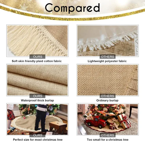 Vista 41 de ORTIGIA Falda blanca para árbol de Navidad de 48 pulgadas con POM POM, falda de árbol de Navidad de felpa suave de piel sintética blanca para árbol