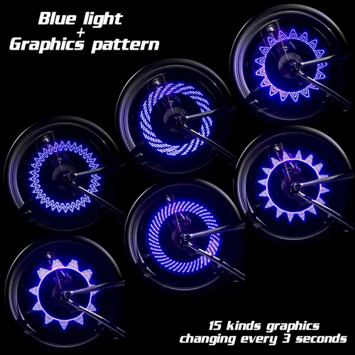 Vista 2 de DAWAY Luz de vástago de válvula de neumático de bicicleta A08 – Luces LED impermeables para rueda de bicicleta, lámpara intermitente de neón que