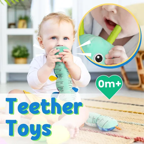 Vista 6 de LIGHTDESIRE Juguetes musicales para bebés de oruga, juguete de animal de peluche para bebé con crujido y sonajeros, juguetes sensoriales suaves