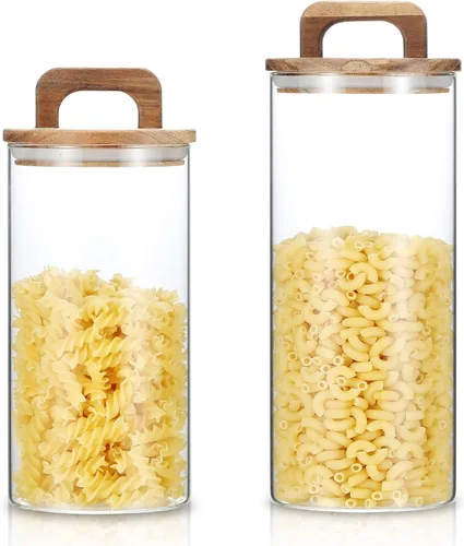 Vista 2 de Spacenight Recipiente de café, recipientes de vidrio para almacenamiento de alimentos, tarro de vidrio con tapa para granos de café, dulces
